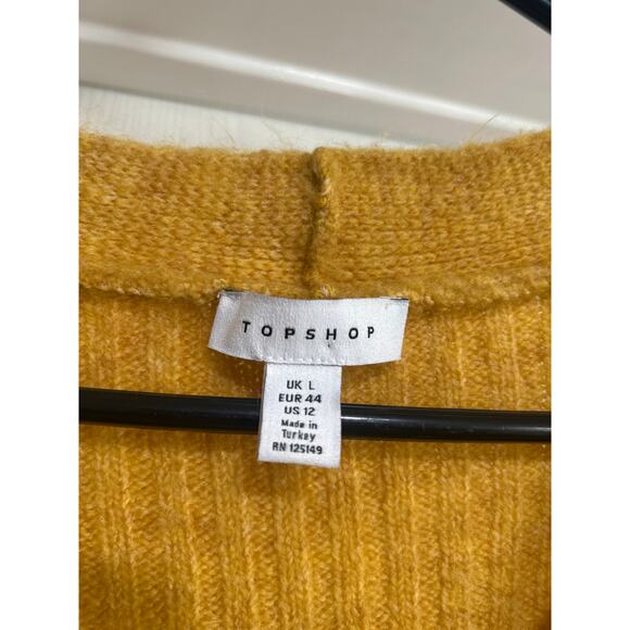 NWOT TopShot Gold Mustard Yellow Button Up Ribbed Cardigan Sweater Size US 12 - Picture 4 of 11